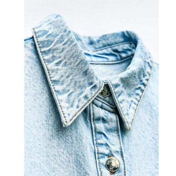 NEW Zara Z1975 DENIM MIDI DRESS XS - Picture 6 of 15